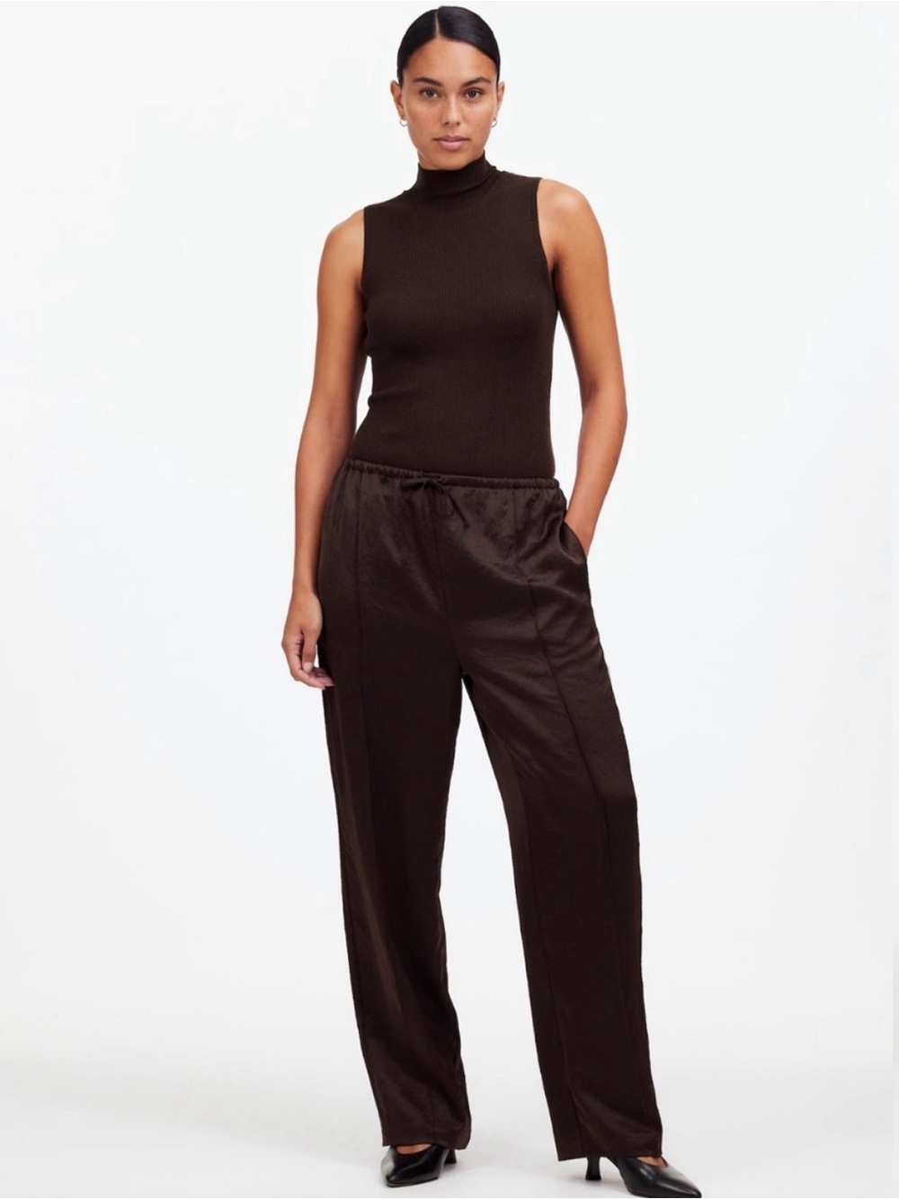 Madewell Satin Pin-tucked Pants in Petite